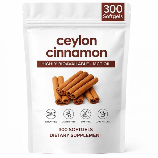 [BRSRGGIPBYPWOYI4] Ceylon Cinnamon Softgels with MCT Oil, Extra Strength Cinnamon Supplements, Non-GMO, Gluten Free, 300 Softgels (1)