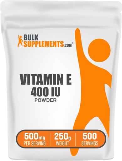 [BRSWIFY7OMIBWFLK] BulkSupplements.com Vitamin E 400 IU Powder - as D-Alpha Tocopherol, Nutritional Supplements - Gluten Free, 500mg per Serving, 250g (8.8 oz) (Pack of 1)