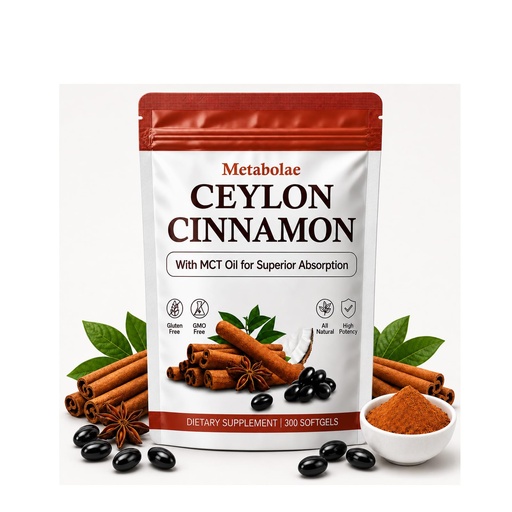 [BRSRGCADCMBA2C3U] vitalleap Metabolae Ceylon Cinnamon Capsules, Ceylon Cinnamon with MCT Oil, Non-GMO, Daily Wellness Dietary Supplement, 300 Softgels