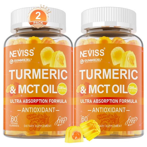 [BRSRA2YYOVYRA23P] Turmeric Gummies 1000mg w/MCT Oil C8 C10, Organic Antioxidant, Turmeric Curcumin Supplement with Black Pepper Extract, Support Comfort, Boost Energy, Ultra Absorption, Sugar Free, 120Cts