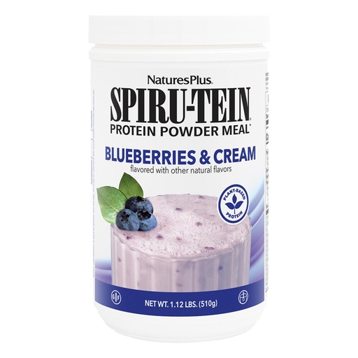 [BRSWIYQMCYAWKDLU] NaturesPlus SPIRU-TEIN, Blueberries & Cream - 1.12 lb - Plant-Based Protein Powder - Vitamins & Minerals for Energy - Vegetarian, Gluten Free - 15 Servings
