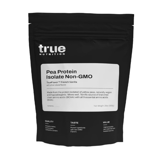 [BRSREEABDICR4H3H] True Nutrition Pea Protein Isolate Powder - 25g Vegan Plant Protein per Serving - Non-GMO, Gluten Free, Dairy Free, Soy Free - French Vanilla - 2 lb