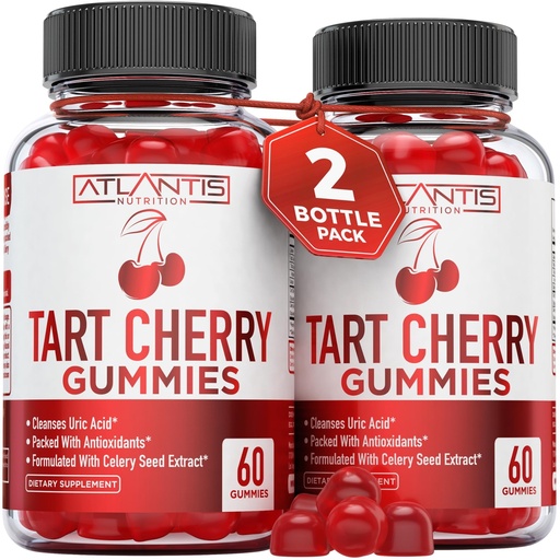[BRSROGDQDMFQG2DH] Atlantis Nutrition Tart Cherry Gummies 2-Pack with Celery Seed Extract - Advanced Uric Acid Cleanse for Immediate Relief. Powerful Antioxidant with Joint Support - 120 Gummies