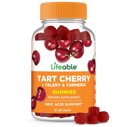 [BRSRGC37AAMQGFA7] Lifeable Tart Cherry Gummies for Uric Acid Support, Tasty Cherry Flavored Tart Cherry Supplement with Celery & Turmeric Extract, Vegan & Gluten Free, 60 Count