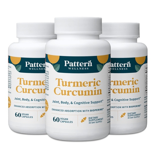 [BRSRE2YLPMCGY3L2] Pattern Wellness Turmeric Curcumin – 95% Curcuminoids with BioPerine® Black Pepper – Supports Joint, Cognitive & Immune Health – Non-GMO, Gluten Free – 180 Capsules