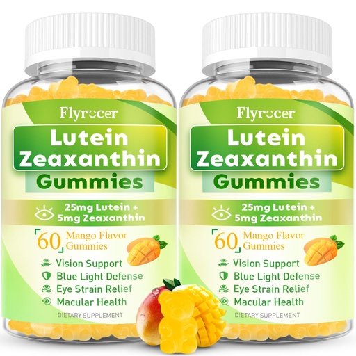 [BRSREYABBB4BQFLB] Sugar Free Lutein Gummies 25mg, Lutein and Zeaxanthin Supplements for Eye Health, 13-in-1 Eye Care Formula with Omega-3 Bilberry Saffron-Vision Health, Eye Strain, Dry Eyes, Vegan Mango Flavor 120 Ct