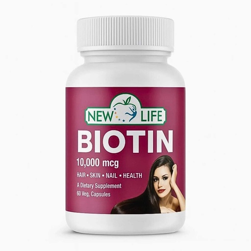 [BRSROHTQOB5Q2FDK] New Life Biotin 10,000mg, Hair Support, 60 Veg Capsules 60 Capsules