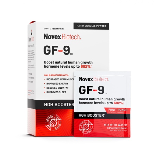 [BRSRMBL3AQPRE3TF] Novex Biotech GF-9 HGH Boosting Supplement for Men Workout Complex for Men Supports Energy, Endurance, Sleep, 30 Sachets, Fruit Punch