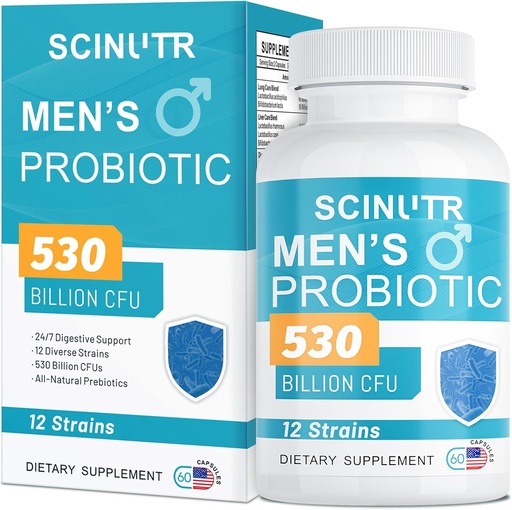 [BRSRAAY5B5YA2YIY] Probiotics for Men, 530 Billion CFUs & 12 Strains, Probiotic with Turmeric Cranberry & Goji, Gut Health for Men, Supports Digestive Health, Microbiome, Colon, & Immune Health, 30-Day Supply