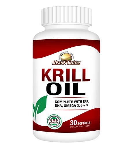 [BRSRGGIBCR6R6FAU] Rise-N-Shine Krill Oil Softgels, Omega 3, 6 & 9 with EPA & DHA Support, 500 mg Krill Oil per Softgel, Non-GMO Formula, 30 Softgels, Manufactured in the USA with Globally Sourced Ingredients