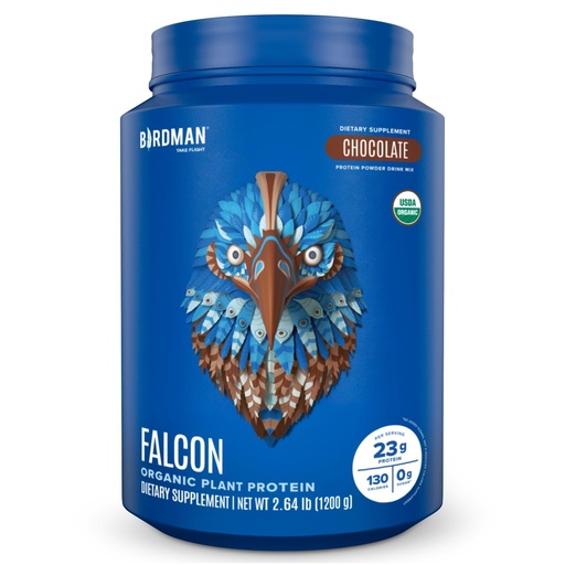 [BRSW2CACBN5GECDV] BIRDMAN Falcon Vegan Protein Powder Organic, Stevia & Sugar Free, Plant Based Protein, Low Carb, Dairy Free, Keto, Non Whey Protein, Probiotic, Pea Protein | Chocolate Flavor - 37 Servings - 2.64lb