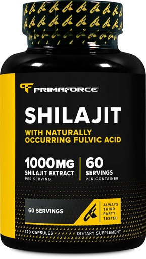 [BRSREZTQOV6AO3DB] Primaforce Shilajit 120 Capsules (1000mg) - with Naturally Occurring Fulvic Acid, 60 Servings