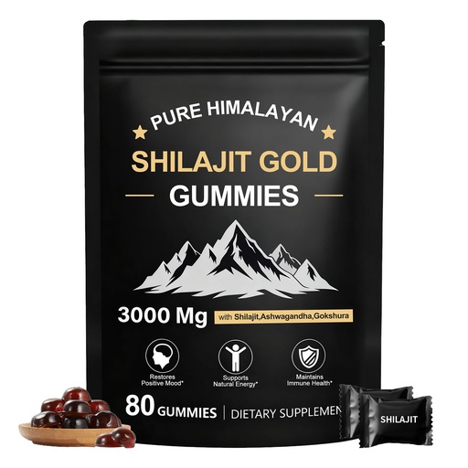 [BRSRGY3YPMJQYF3F] Shilajit Gummies for Men & Women, Rich in Ashwagandha Gaulshura Fulvic Acid 85 Micronutrients, No Added Sugar Non-GMO 100% Natural Organic, Energy Support & Overall Health, 80 Gummies
