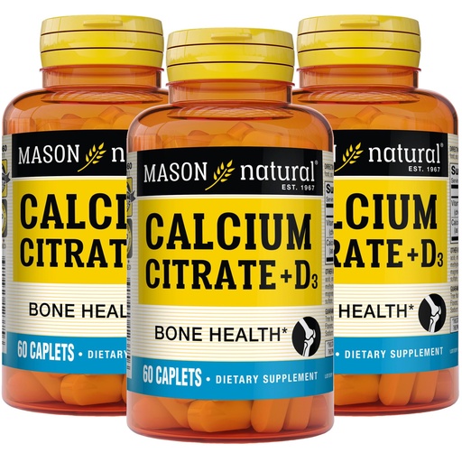 [BRSW2HY6BZ7REH32] MASON NATURAL Calcium Citrate Plus Vitamin D3, 6 Month Supply, Strengthens Muscle Function & Bone Health, 3 Pack