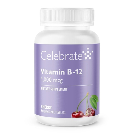 [BRSWIZQTAJ5BC2Y7] Celebrate Vitamins B-12 Quick Melt 1000 mcg with Folic Acid – 90 Tablets for Energy & Metabolism Support