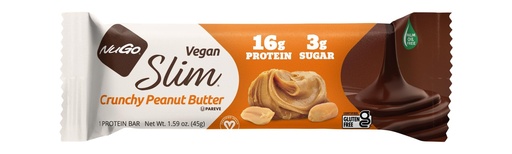 [BRSWI236CECGI3DG] NuGo Slim Crunchy Peanut Butter, 16g Protein Bar, Vegan, Gluten Free, Non-GMO, Kosher, Keto Friendly, Low Carb,1.59oz Bar