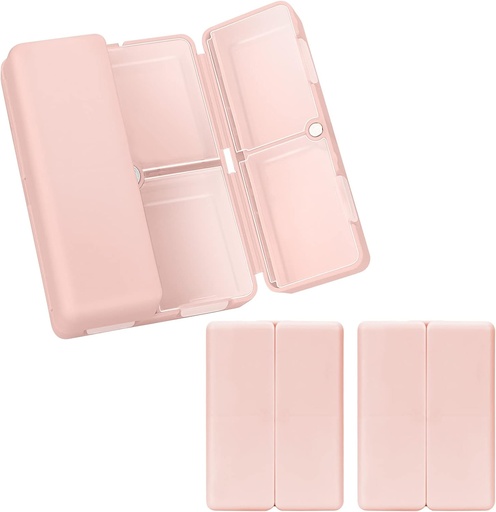 [BRSRMBAPCQHWOFLD] FYY Daily Pill Organizer,2 Pcs 7 Compartments Portable Pill Case Travel Pill Organizer,[Folding Design] Pill Box for Purse Pocket to Hold Vitamins,Cod Liver Oil,Supplements and Medication-Pink