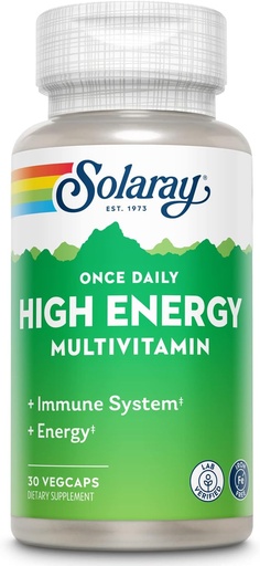 [BRSWIYTYCUOBS2DM] SOLARAY Once Daily High Energy Multivitamin, Iron Free, Immune System and Energy Support, Whole Food and Herb Base Ingredients, Mens and Womens Multi Vitamin (30 Servings, 30 VegCaps)