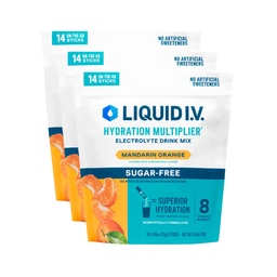 Liquid I.V.® Hydration Multiplier Sugar Free – Mandarin Orange | Electrolyte Powder Drink Mix | 3 Pack (42 Servings)