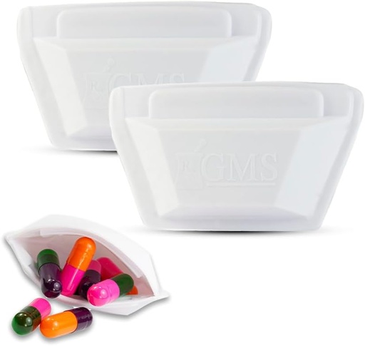 [BRSRAYYFBVYR4GTD] GMS Squeezable Pocket Pill Case - Small, Lightweight Pill Organizer Ideal for Travel - Holds Medicines Securely - Sturdy Design with Easy Fuss-Free Access - 2 Inch Pocket Sized & Discreet - 2 Pack