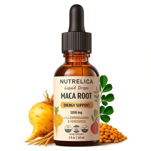 [BRSREA33OIBWK3QY] Maca Root with Ashwagandha & Fenugreek – Herbal Wellness & Vitality Support – 1200mg, No Sugar, Vegan, Non-GMO