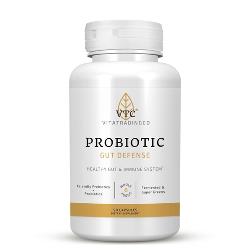 [BRSRMGILOANRSEY6] VTC VitaTradingCo. Probiotic Gut Defense | Probiotics and Prebiotics for Gut Health & Digestion | 1 Billion CFU with Whole Food Base | 90 Capsules