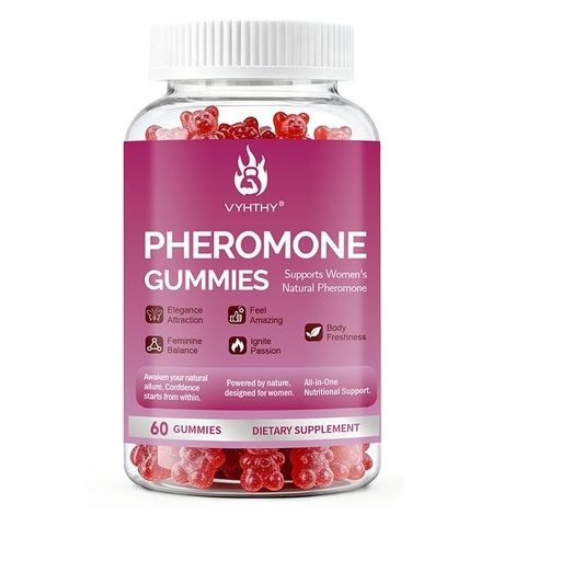 [BRSRGBI5CMNAYET6] Pheromone Gummies for Women, Natural Pheromone Support Supplement with Maca Root, Fenugreek, Slippery Elm Bark, Vegan, Gluten-Free, No Sugar, 60 Gummies