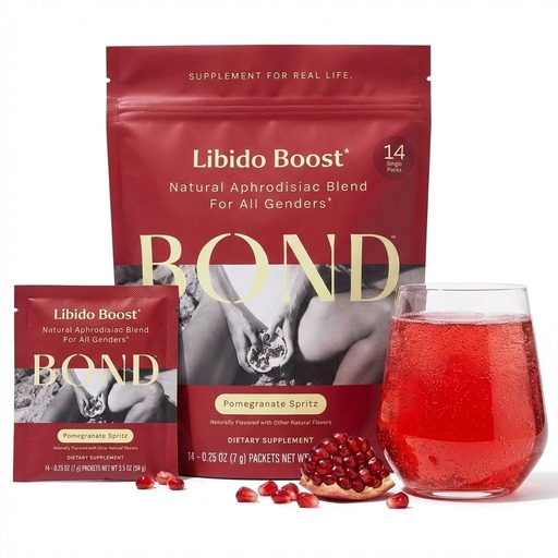 [BRSRAAYQCMMGODLO] BOND Libido Booster for Women and Men – Effervescent Pomegranate Drink Mix, Natural Aphrodisiac with Ingredients to Support Wellness, Promote Relaxation, Uplift Mood & Enhance Focus - 14 Pack