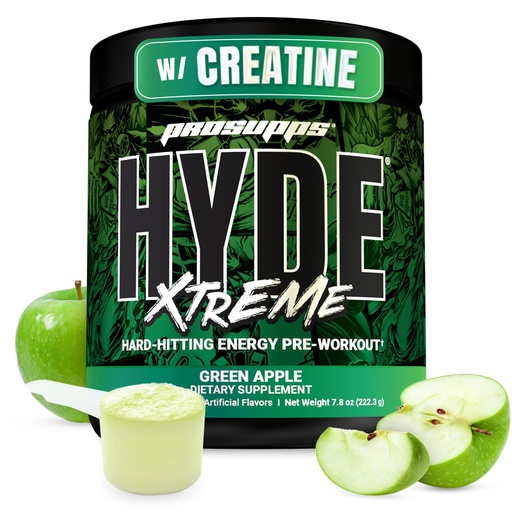 [BRSWGZQEAEFAMEI2] ProSupps Mr. Hyde Xtreme Pre Workout Powder with Creatine, Beta Alanine & Caffeine - Extreme Energy, Pumps, Focus & Performance - Fitness & Gym Supplements for Men & Women (Green Apple, 30 Servings)