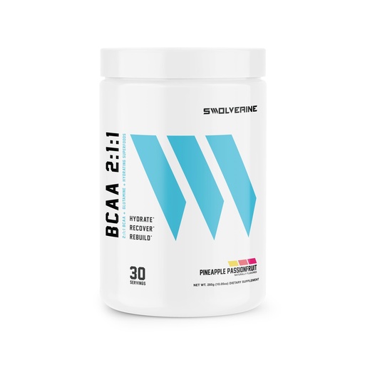 [BRSREAD4O4NAG3Q4] Swolverine BCAA Powder 2:1:1 with L-Glutamine & Electrolytes - Stimulant-Free Amino Acid Supplement for Muscle Recovery, Hydration & Endurance Support, 30 Servings, Pineapple Passionfruit