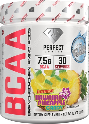 [BRSWYEAYA5YWE2DU] PERFECT SPORTS Essential BCAA Hyper Clear | KaNa-Sol™ Technology | 7.5g Vegan BCAAs | Zero Sugars, Carbs, or Calories | 30 Servings (Hawaiian Pineapple)