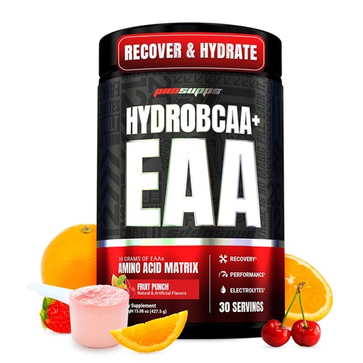 [BRSWYFLYDJ5WOAA7] ProSupps HydroBCAA Essential Amino Acids Powder, Fruit Punch - Workout Supplement with BCAA, EAAs & Electrolytes for Hydration & Recovery - Stimulant-Free, Soy & Gluten-Free - 30 Servings