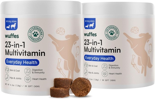 [BRSRA235CEPBOAD6] Wuffes 23-in-1 Chewable Dog Multivitamin&Supplements Bundle - Dog Multivitamin for Small&Large Breed - 2 Pack - 60 Count