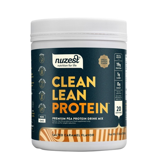 [BRSREYIDPIIWCFAY] Nuzest - Pea Protein Powder - Clean Lean Protein, Premium Vegan Plant Based Protein Powder, Dairy Free, Gluten Free, GMO Free, Protein Shake, Salted Caramel, 20 Servings, 1.1 lb
