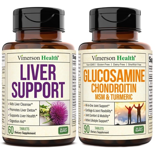 [BRSREEAEAUIAGYL2] Liver Cleanse Detox & Repair Milk Thistle Supplement - Herbal Liver Support & Glucosamine Chondroitin MSM and Turmeric Supplement