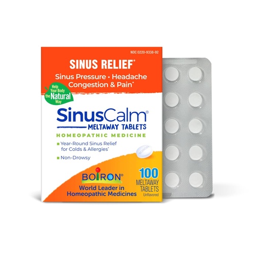 [BRSRABQPB4DWEYI4] Boiron SinusCalm Tabs - 100 Count for Sinus Pressure and Pain Relief, Runny Nose, Congestion, Headache - Sinus Calm Meltaway Tablets