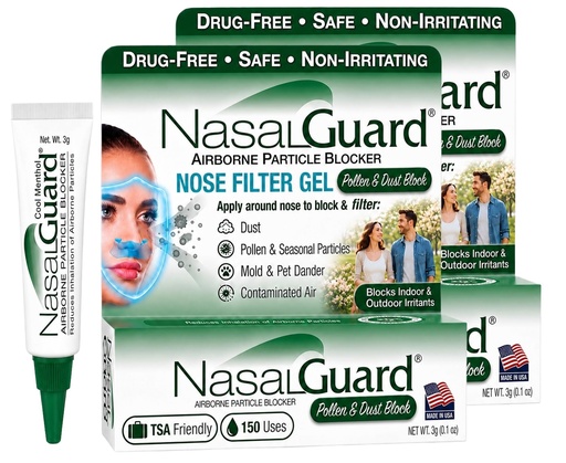 [BRSWGHANOAFWA23B] Airborne Particle Blocker Gel | Filters & Helps Block Pollen, Dust & Irritants | Indoor & Outdoor Use, Travel & Work | Drug-Free, Alcohol-Free | 150+ Uses (Cool Menthol, 3g, Pack of 2)
