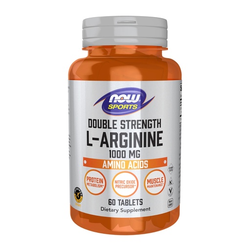[BRSRMAIFDIIWGGY2] Now Foods Sports Nutrition, L-Arginine Double Strength 1000mg, Nitric Oxide Precursor, Amino Acids, 60 Tablets