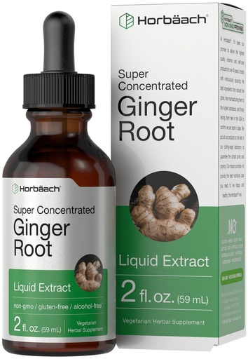 [BRSWGAAOCEFQOYLL] Horbäach Ginger Root Extract Liquid | 2 oz | Alcohol Free Supplement | Super Concentrated | Vegetarian, Non-GMO, Gluten Free