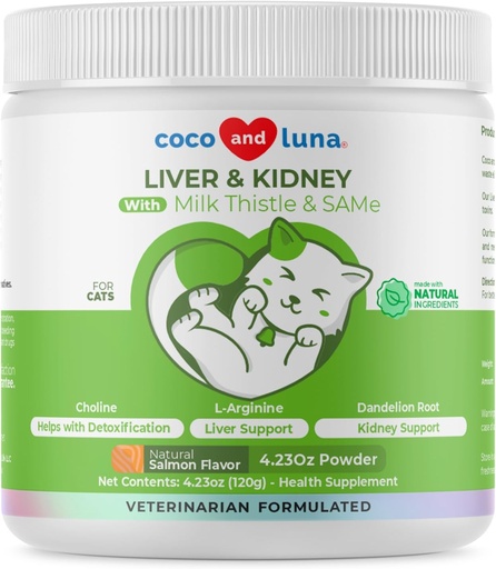 [BRSROH3QC5YBQ3A7] Milk Thistle for Cats - 4oz Powder - Natural Liver Supplement - with Same and L-Arginine - Detox, Hepatic Support, Promotes Liver Healthy Function, Kidney Support