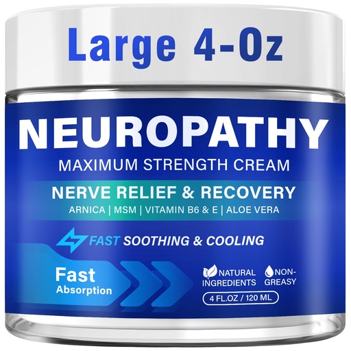 [BRSRGFL3C4ARGC3G] Neuropathy Nerve Relief Cream, Large 4 Oz, Nerve Savior for Neuropathy-Maximum Strength for Feet, Hands, Legs ＆ Toes, Neuropathy Cream with Arnica, Vitamin B6, Aloe Vera ＆ MSM, 120 ml