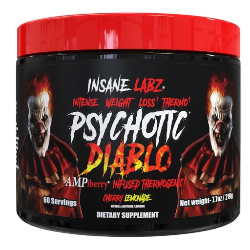 [BRSRMZYLOICQ2GTP] Insane Labz Psychotic Diablo Thermogenic Fat Burner for Men and Women with Grains of Paradise Theobromine Dandelion Root Extract Fueled by AMPiberry, Appetite Suppressant - 60 Servings