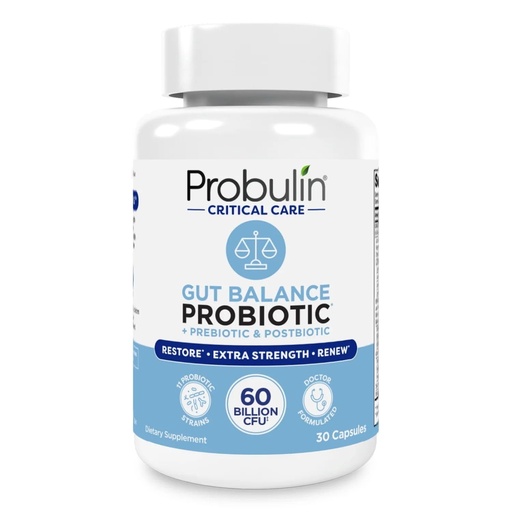 [BRSRGBQBPMCQEE3O] Probulin Critical Care Gut Balance Probiotic. 60 Billion CFU Multi Strain Supplement for Digestive Health - Gut Health Probiotics for Men Women - Bifidobacterium Lactobacillus Complex Capsules