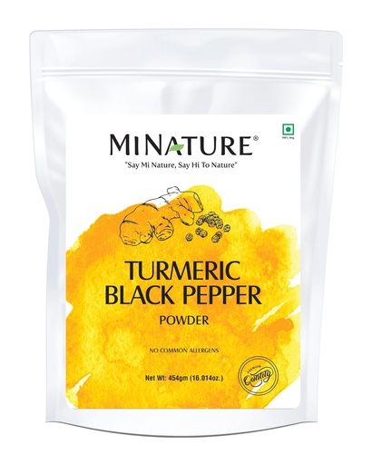 [BRSROBI3PIAREYD2] Mi Nature Turmeric Powder with Black Pepper, 454g (16oz)| Pure Curcuma Longa & Piper Nigrum| Traditional Superfood for Cooking and Natural Wellness Support