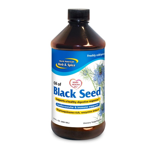 [BRSW2ZI2OB5WAEYY] NORTH AMERICAN HERB & SPICE Black Seed Oil - 16 fl. oz. - Cardiovascular, Digestive & Immune Support - Non-GMO - 96 Servings