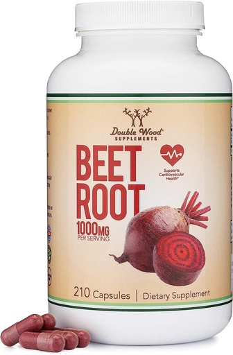 [BRSWYYDYCRYB6HT3] Beet Root Powder Capsules (Organic and Vegan) (210 Count, 1,000mg Per Serving) - Super Food from Beets with High Nitrate for Overall Health Support by Double Wood
