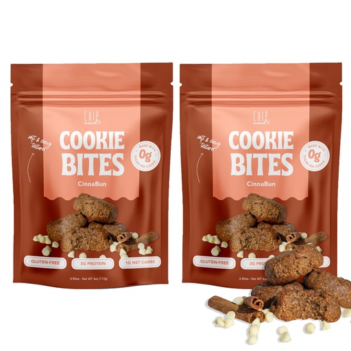 [BRSW22QQCR5AOETZ] ChipMonk Keto Cookies Bites - Cinnabun (2 Pack, 16 Bites) Low Carb Keto Snacks - Gluten-Free, High Fat, Low Sugar, Ketogenic Sweet Snack Foods, Healthy Macro Nutrition Treats