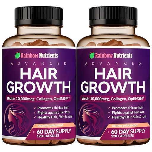 [BRSREYI6AUMAOHIY] (2 Pack) Hair Growth Vitamins for Women | Biotin 10,000mcg, Collagen, Patented OptiMSM®, goMCT®, Saw Palmetto | Naturally Regrow Stronger & Healthier Hair, Skin and Nails | May Stop Hair Loss