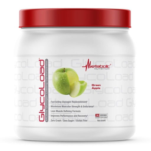 [BRSWKHDROJ6BOA36] Metabolic Nutrition, Glycoload, 100% Micronized Cyclic Cluster Dextrin Carbohydrate Powder, Muscle Glycogen Loading Carbohydrate, Pre Intra Post Workout Supplement, Green Apple, 600 gm (30 ser)