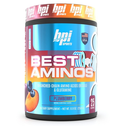 [BRSRMCA6CACQOCLF] BPI Sports BCAA Powder - Best Aminos, Post Workout Recovery Drink with Glutamine, Branched Chain BCAAs Amino Acids, Hydration & Recovery, 25 Servings, Plumberry Flavor